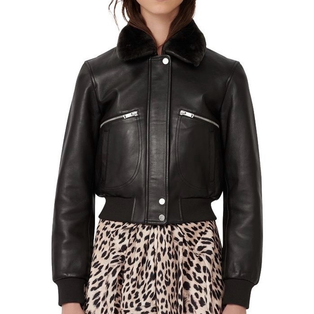 new MAJE Brown Leather Jacket